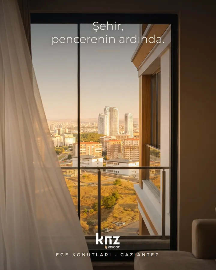 KNZ İnşaat için Instagram post tasarımı: Şehir, pencerenin ardında